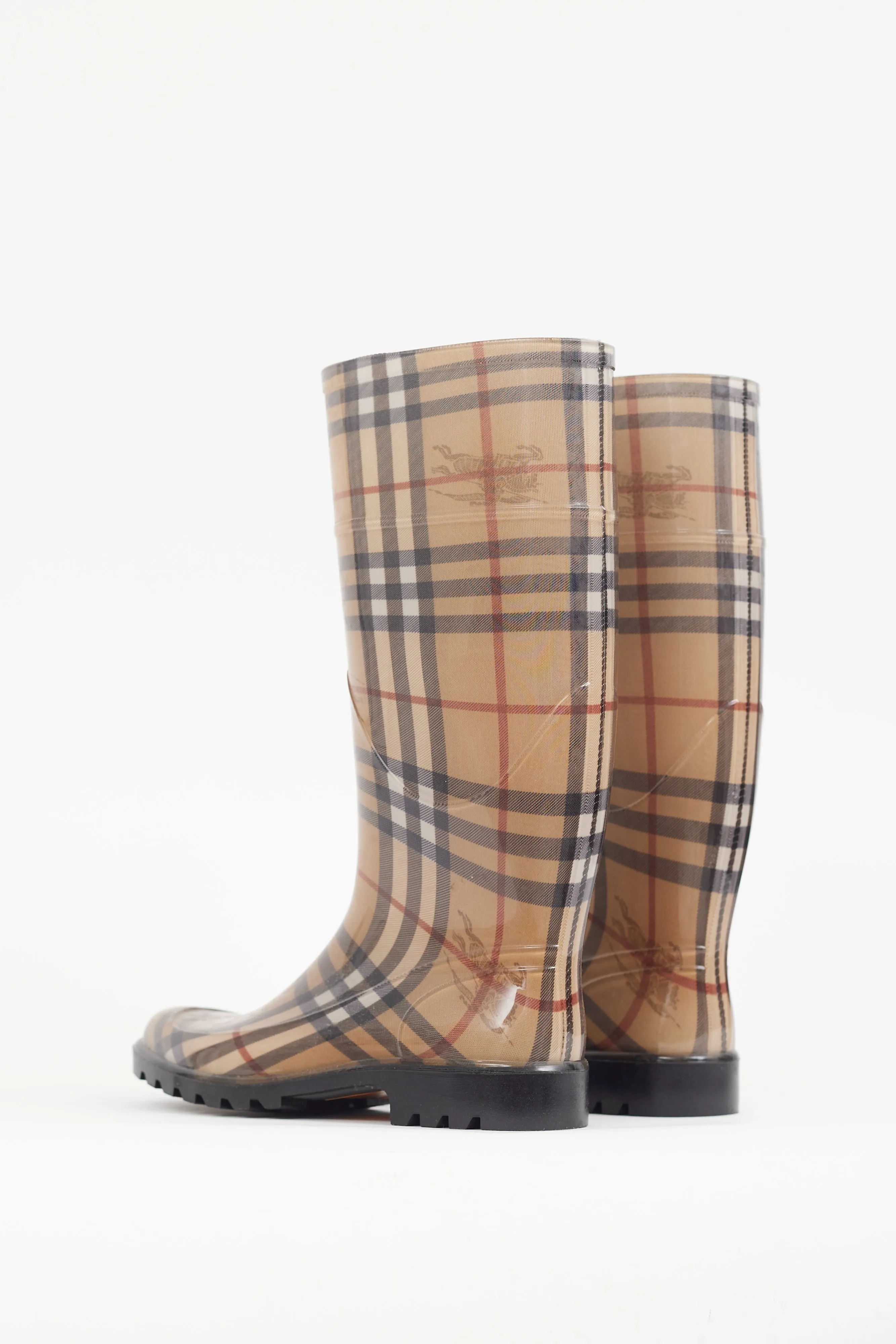 Beige Nova Check Rubber Rain Boot