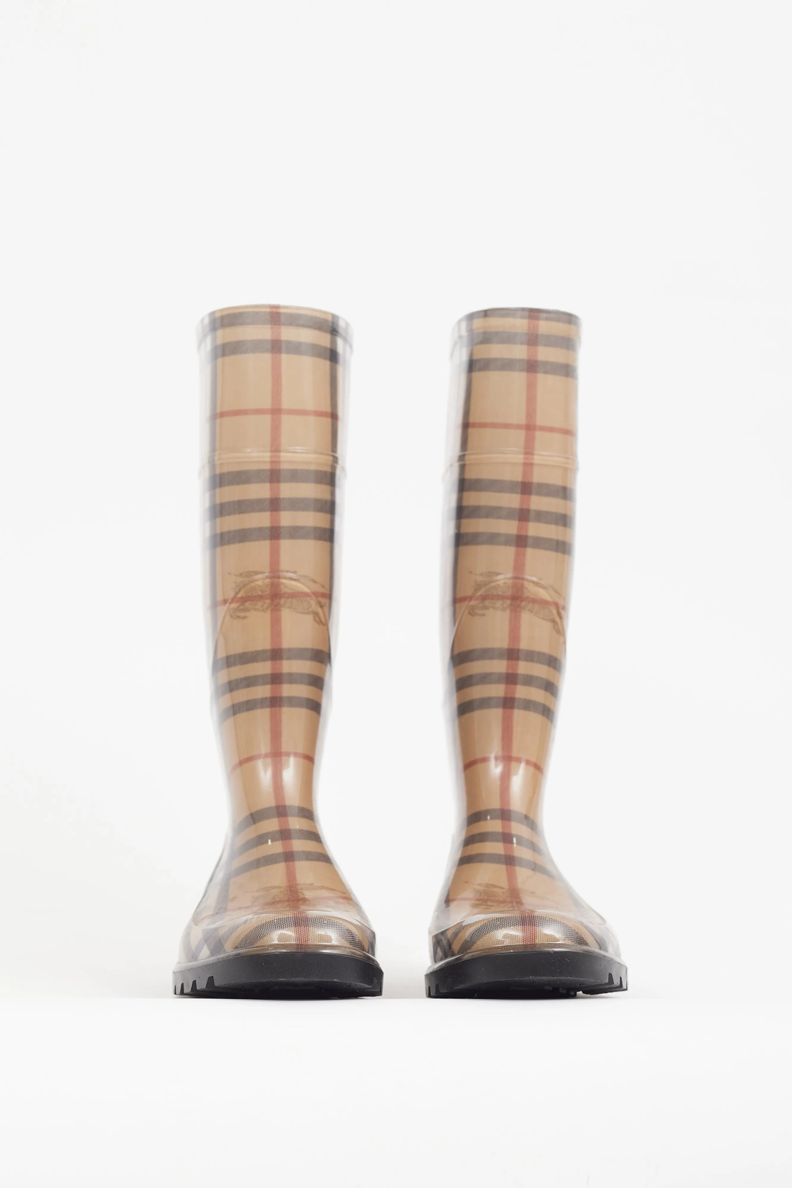 Beige Nova Check Rubber Rain Boot