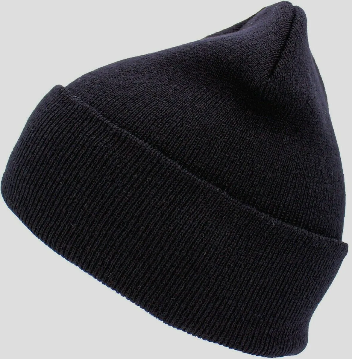 BLACK BEANIE WATCH CAP COLD WEATHER KNIT HAT USA MADE