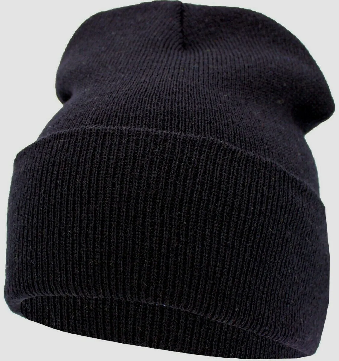 BLACK BEANIE WATCH CAP COLD WEATHER KNIT HAT USA MADE