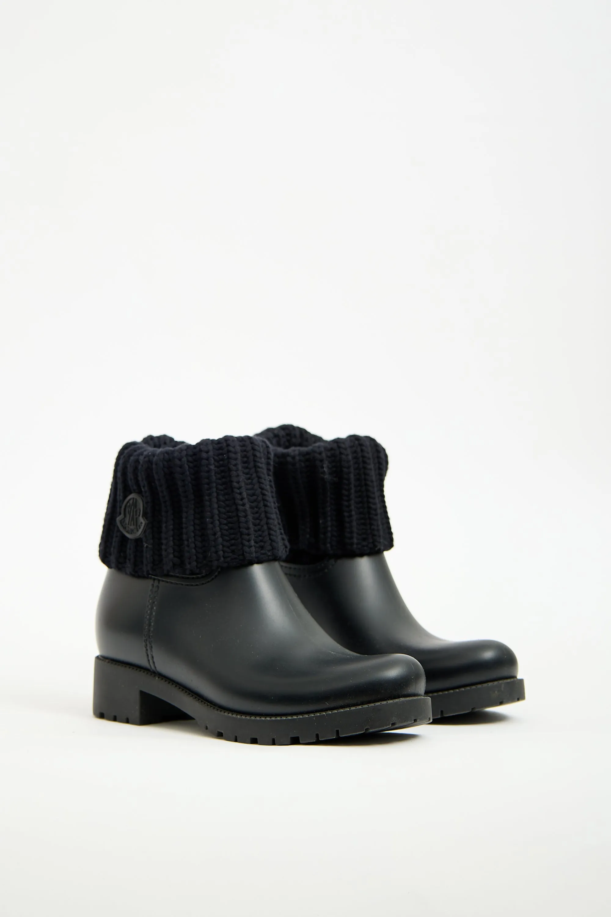 Black Rubber & Knit Cuff Ginette Boot