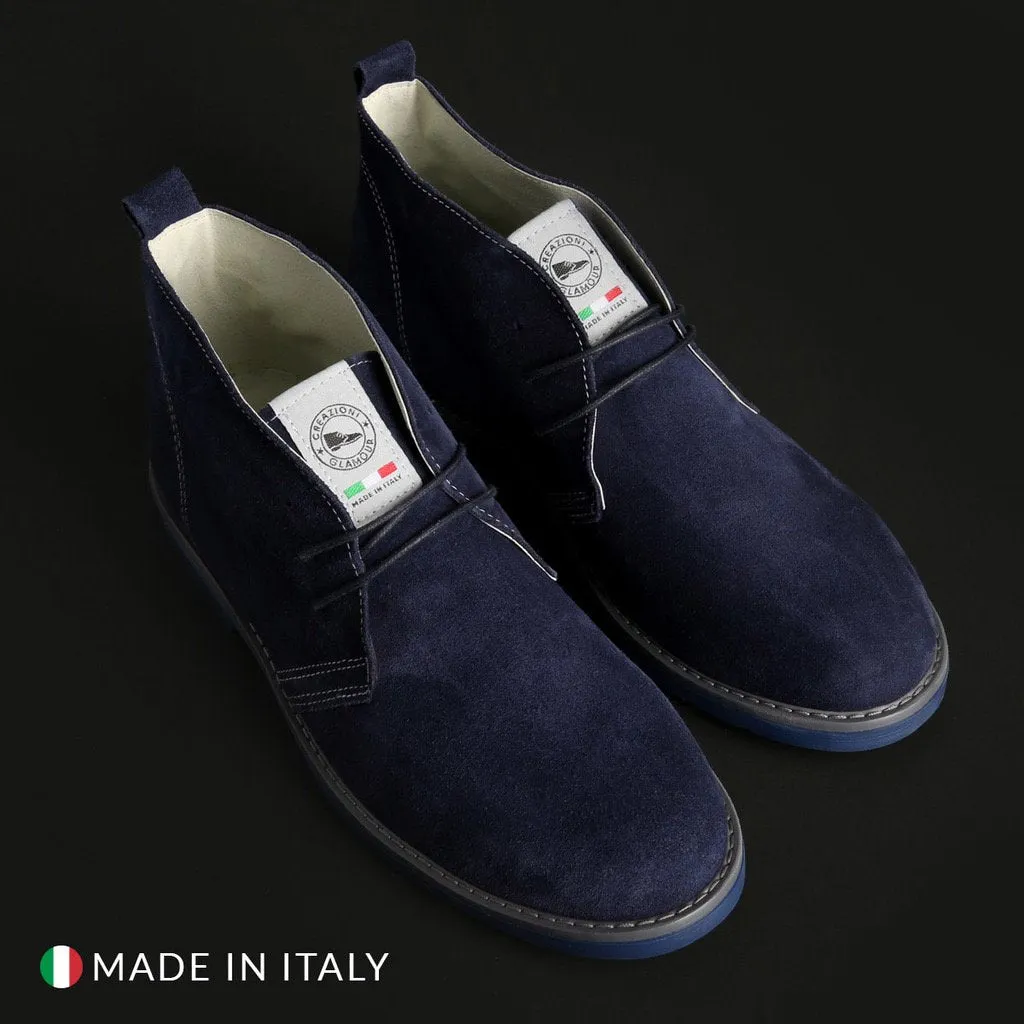 Blue Suede Lace Up Desert Boots