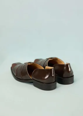 Coffee Brown Strappy Leather Footwear For Men With Brooch