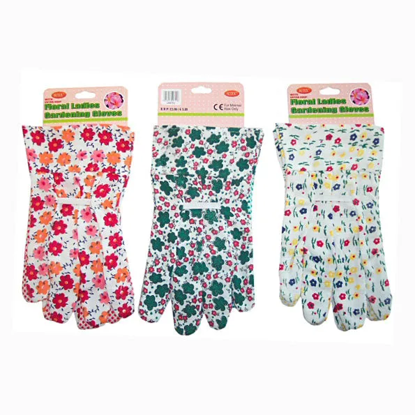 Floral Gardening Gloves - Pack of 12