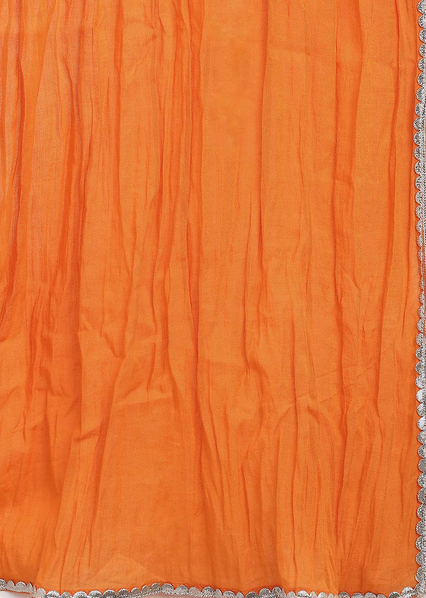 Kalki Girls Orange Sharara Suit In Cotton With A Straight Cut Mango Print Strappy Kurti By Tiber Taber
