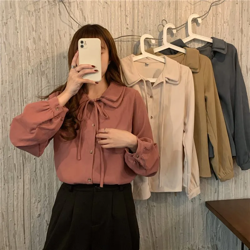 Kawaii Solid Color Strappy Blouse