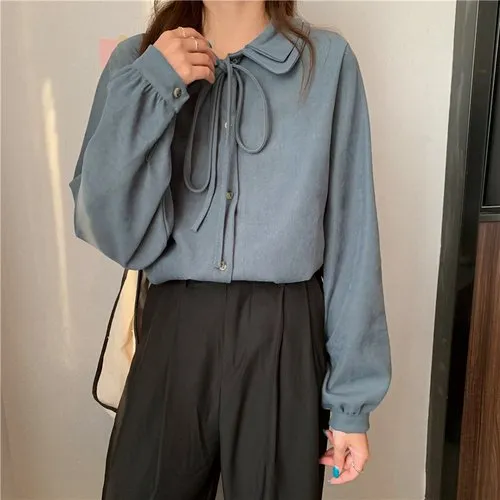 Kawaii Solid Color Strappy Blouse