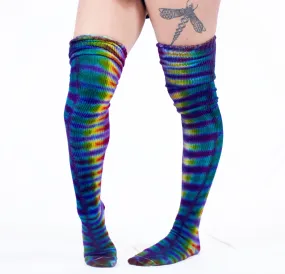 Tie Dye Thigh High | Acid Rainbow Purple