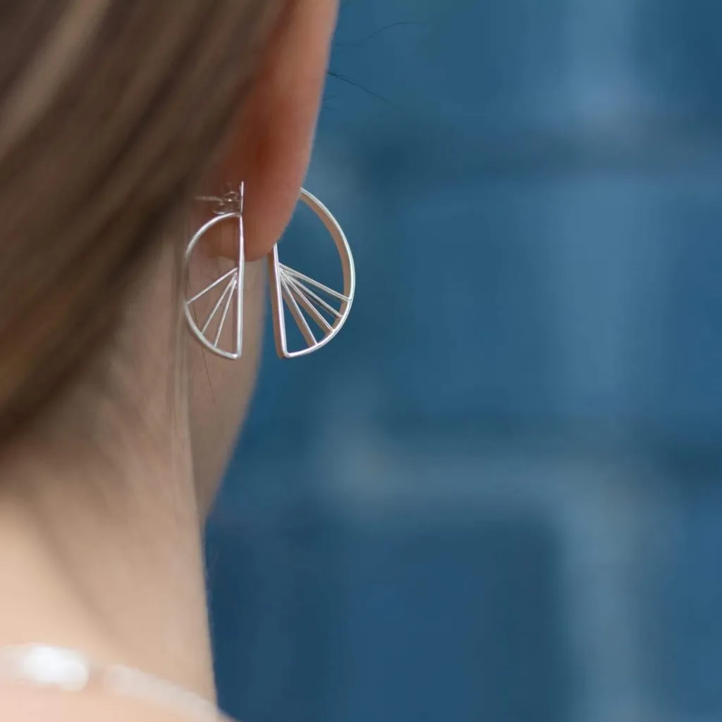 Wedge Split Earrings, Silver