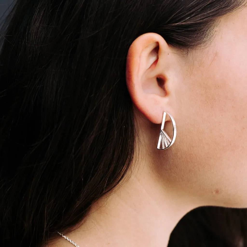Wedge Split Earrings, Silver